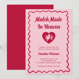 Retro Red Match Made in Heaven Cupid Bridal Shower Kaart