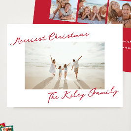 retro red merry christmas collage photo feestdagenkaart