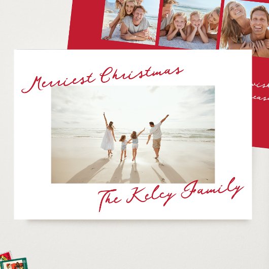 retro red merry christmas collage photo feestdagenkaart