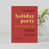 Retro Red Minimalist Corporate Holiday Party Folie Uitnodiging (Staand Voorkant)