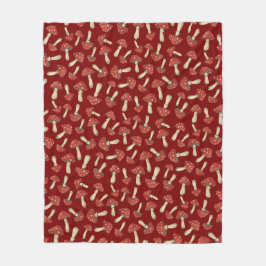Retro Red Mushroom Pattern -Cottagecore Soft Cozy  Fleece Deken