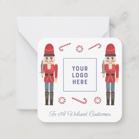 Retro Red Nutcracker Business Logo Prettige feestd Notitiekaartje (Voorkant)