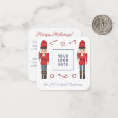 Retro Red Nutcracker Business Logo Prettige feestd Notitiekaartje (Voorkant / Achterkant in situ)