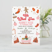 Retro Red Oh Wat een leuke kerst 1e verjaardag Kaart (Staand voorkant)