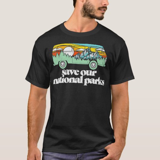 Retro Red onze nationale parken Hippie van Mountai T-shirt (Voorkant)