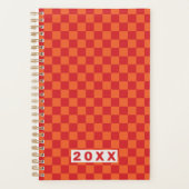 Retro Red Orange Checkerboard 2026 Planner (Voorkant)