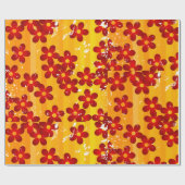 Retro Red Oranje Floral Cadeaupapier (Vlak)