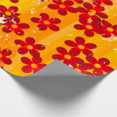Retro Red Oranje Floral Cadeaupapier