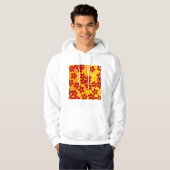 Retro Red Oranje Floral Hoodie (Voorkant volledig)
