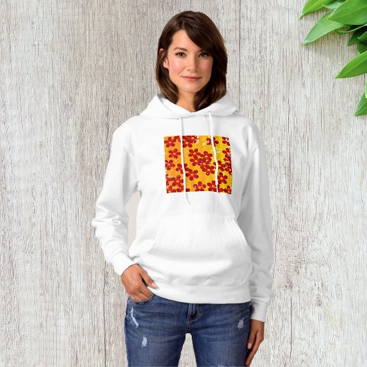 Retro Red Oranje Floral Hoodie