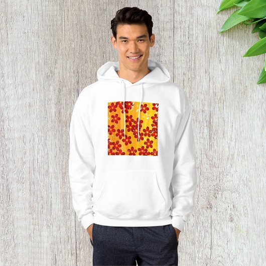 Retro Red Oranje Floral Hoodie