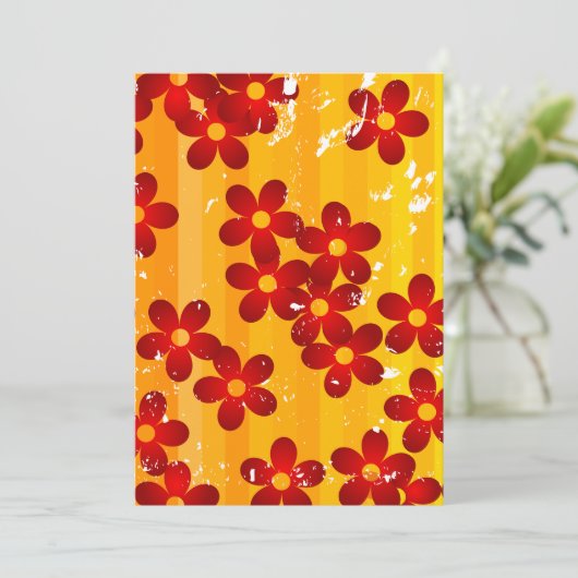 Retro Red Oranje Floral Kaart (Staand voorkant)