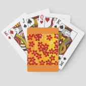Retro Red Oranje Floral Pokerkaarten (Achterkant)