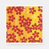 Retro Red Oranje Floral Servet (Voorkant)
