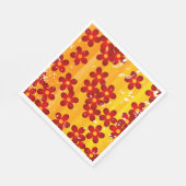 Retro Red Oranje Floral Servet (Hoek)