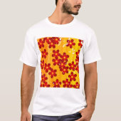 Retro Red Oranje Floral T-shirt (Voorkant)
