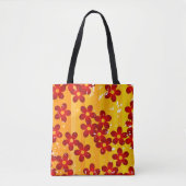 Retro Red Oranje Floral Tote Bag (Voorkant)