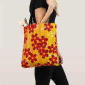 Retro Red Oranje Floral Tote Bag