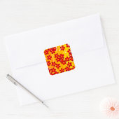 Retro Red Oranje Floral Vierkante Sticker