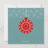 Retro Red Ornament Holiday Party Uitnodiging (Achterkant)