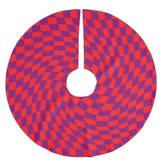 Retro Red Paars Warped Checkered Dorm Kerstboom Rok (Voorkant)