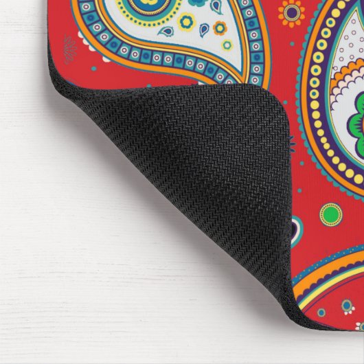 Retro Red Paisley Print Thick Computer Mousepad Muismat (Hoek)