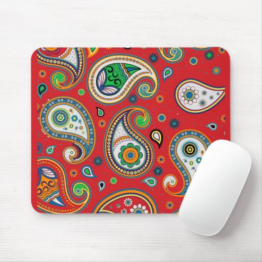 Retro Red Paisley Print Thick Computer Mousepad Muismat (Met muis)