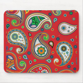 Retro Red Paisley Print Thick Computer Mousepad Muismat