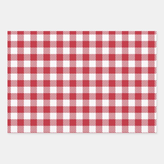 Retro Red Picnic Check Farmhouse Design Inpakpapier Vel (Voorkant 2)