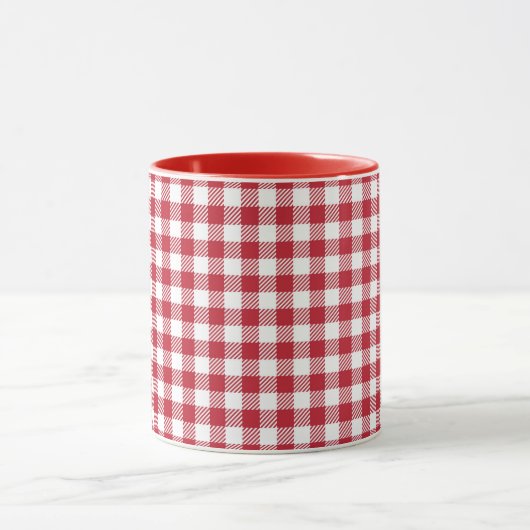 Retro Red Picnic Check Farmhouse Design Mok (Midden)