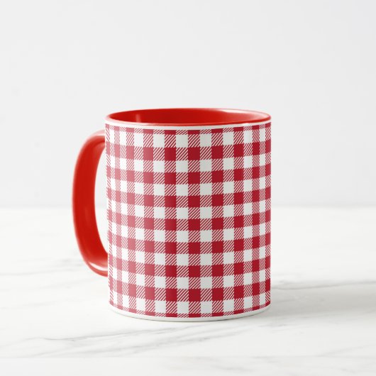 Retro Red Picnic Check Farmhouse Design Mok (Voorkant links)