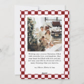 Retro Red Pink Checkered Santa Claus Christmas  Feestdagenkaart (Achterkant)