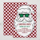 Retro Red Pink Checkered Santa Claus Christmas  Kaart (Voorkant / Achterkant)