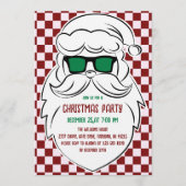 Retro Red Pink Checkered Santa Claus Christmas  Kaart (Voorkant)