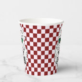 Retro Red Pink Checkered Santa Claus Christmas  Papieren Bekers (Rechts)