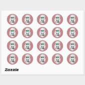 Retro Red Pink Checkered Santa Claus Christmas Ronde Sticker (Vel)