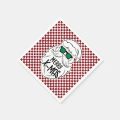 Retro Red Pink Checkered Santa Claus Christmas Servet (Hoek)