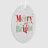 Retro Red Pink Merry and Bright Christmas Ornament (voorkant)