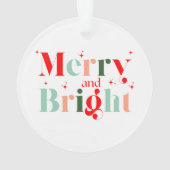 Retro Red Pink Merry and Bright Christmas Ornament (achterkant)