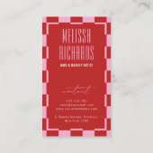 Retro Red & Pink Social Media Scannable QR Code Visitekaartje (Achterkant)