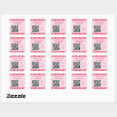 Retro Red & Pink Stripes Bachelorette QR Code Vierkante Sticker (Vel)