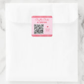 Retro Red & Pink Stripes Bachelorette QR Code Vierkante Sticker (Tas)
