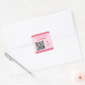 Retro Red & Pink Stripes Bachelorette QR Code Vierkante Sticker (Envelop)