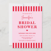 Retro Red & Pink Stripes Vrijgezellenfeest Kaart (Voorkant)