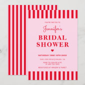 Retro Red & Pink Stripes Vrijgezellenfeest Kaart (Voorkant / Achterkant)