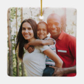 Retro Red Plaid Kerst Truck Custom Foto Keramisch Ornament (Achterkant)