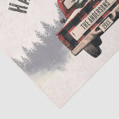 Retro Red Plaid Kersttruck Aangepaste Familienaam Tissuepapier (Detail)