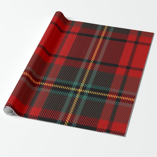 Retro Red Plaid Whimsical Christmas  Cadeaupapier (Uitgerold)