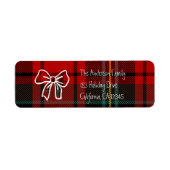 Retro Red Plaid Whimsical Christmas  Etiket (Voorkant)