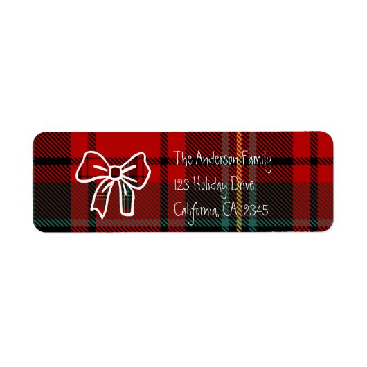 Retro Red Plaid Whimsical Christmas  Etiket (Voorkant)